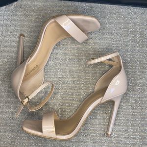 Express | Square Toe Nude Ankle Strap Heels | Size 7